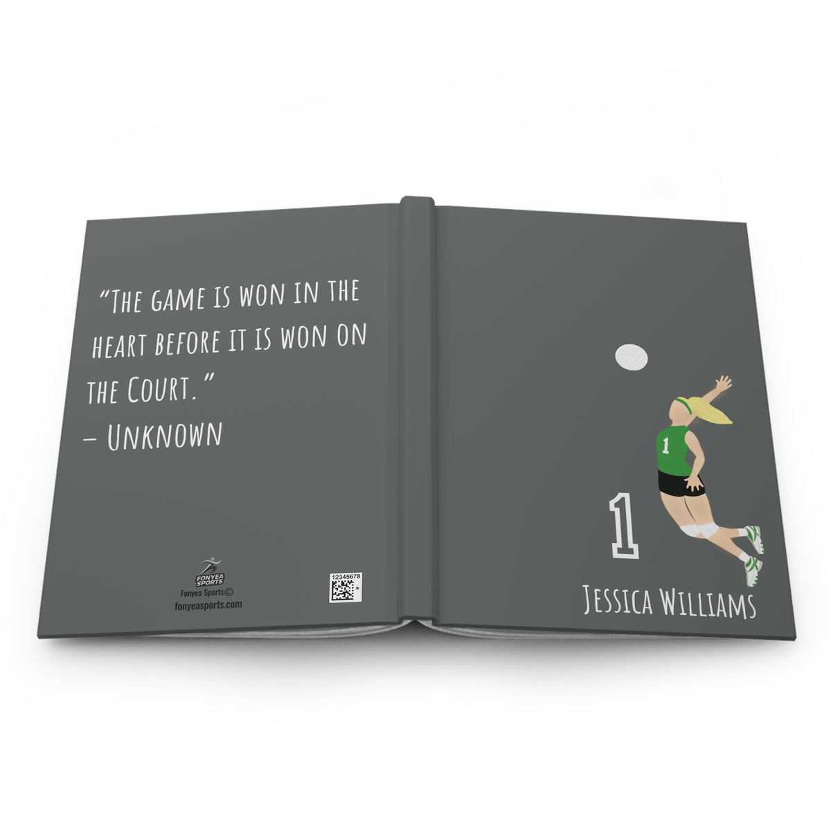 Volleyball Girl Personalized Blank Lined Journal — Hardback Edition