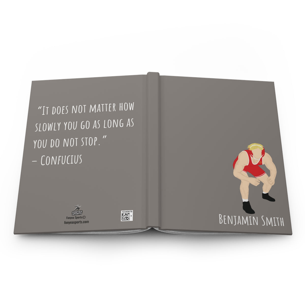 Wrestler Boy Personalized Blank Lined Journal — Hardback Edition