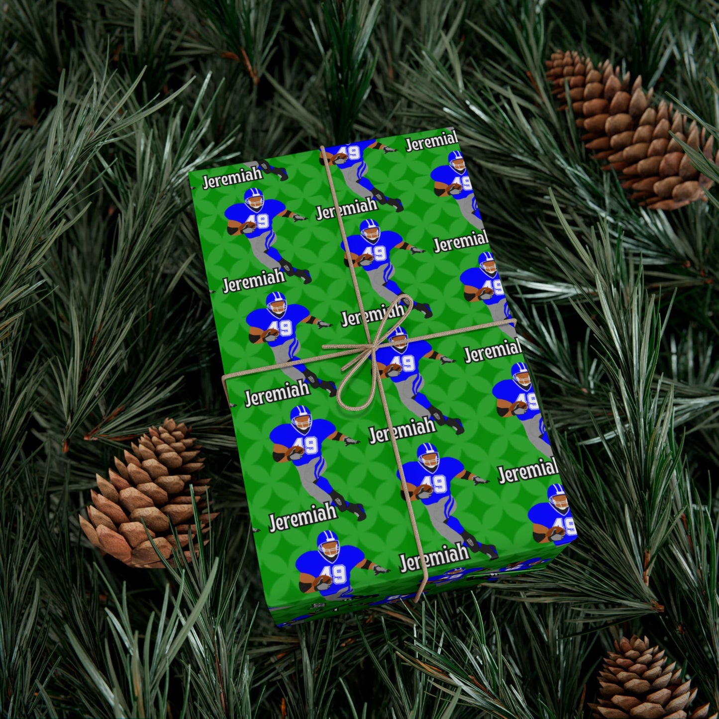 Personalized Football Green Wrapping Paper, Fonyea Sports