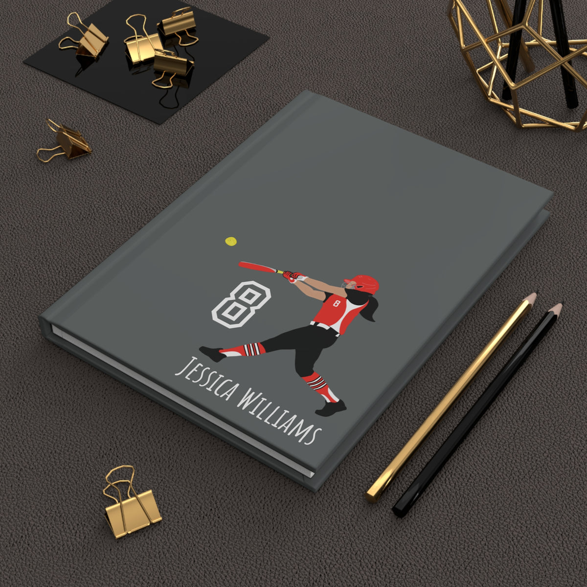 Softball Girl Personalized Blank Lined Journal — Hardback Edition