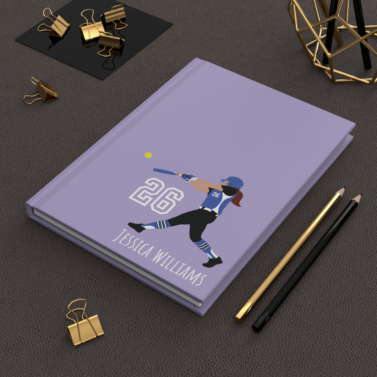 Softball Girl Personalized Blank Lined Journal — Hardback Edition