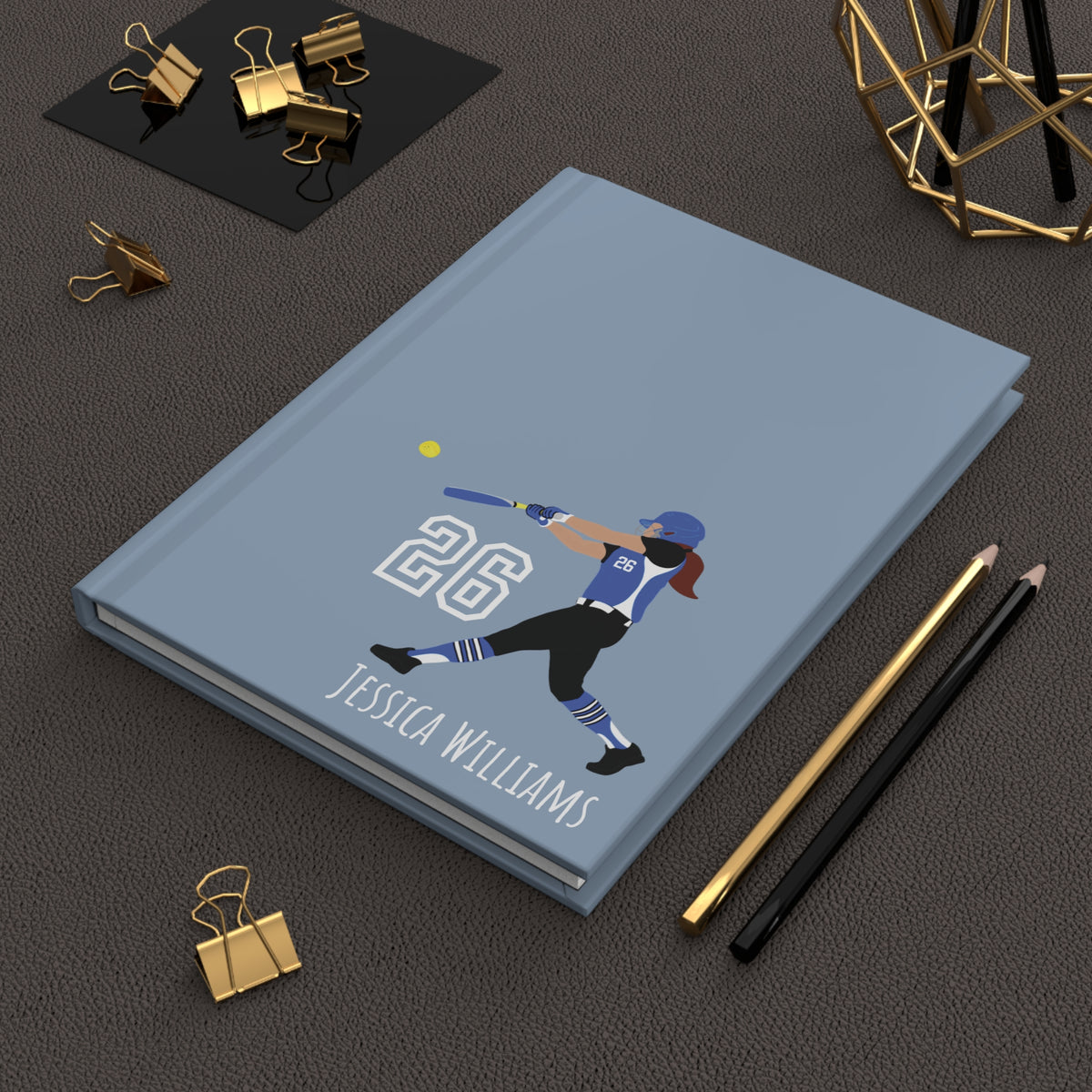 Softball Girl Personalized Blank Lined Journal — Hardback Edition