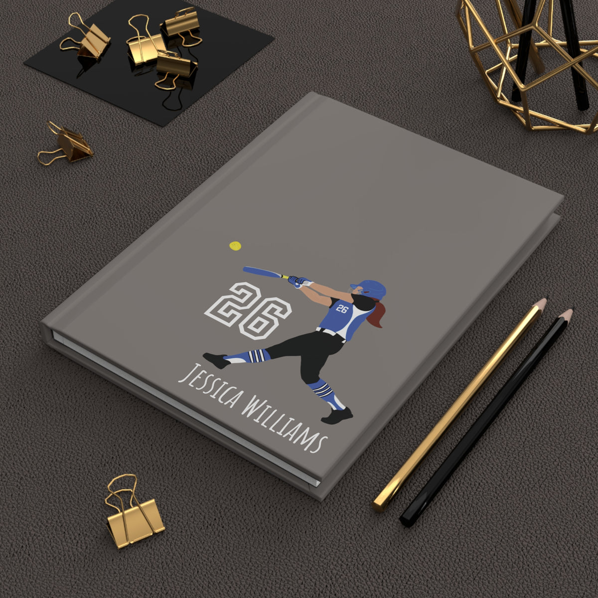 Softball Girl Personalized Blank Lined Journal — Hardback Edition