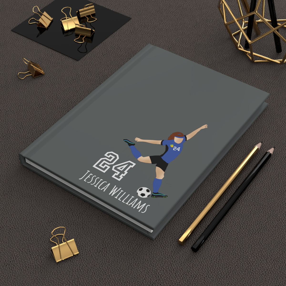 Soccer Girl Personalized Blank Lined Journal — Hardback Edition