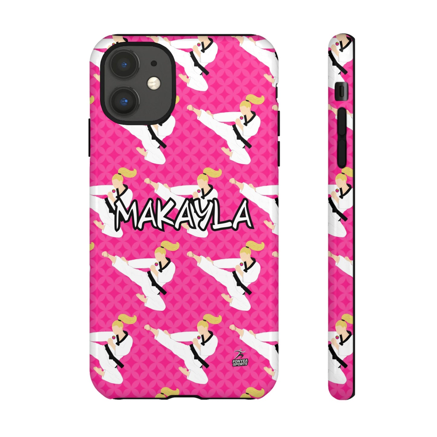 Personalized Martial Arts Taekwondo Karate Girl Tough Phone Case, Fonyea Sports