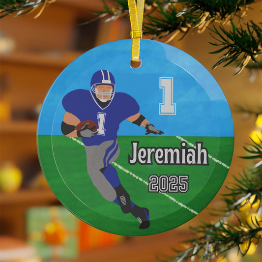Personalized Football Player Sports Glass Ornament, Fonyea Sports