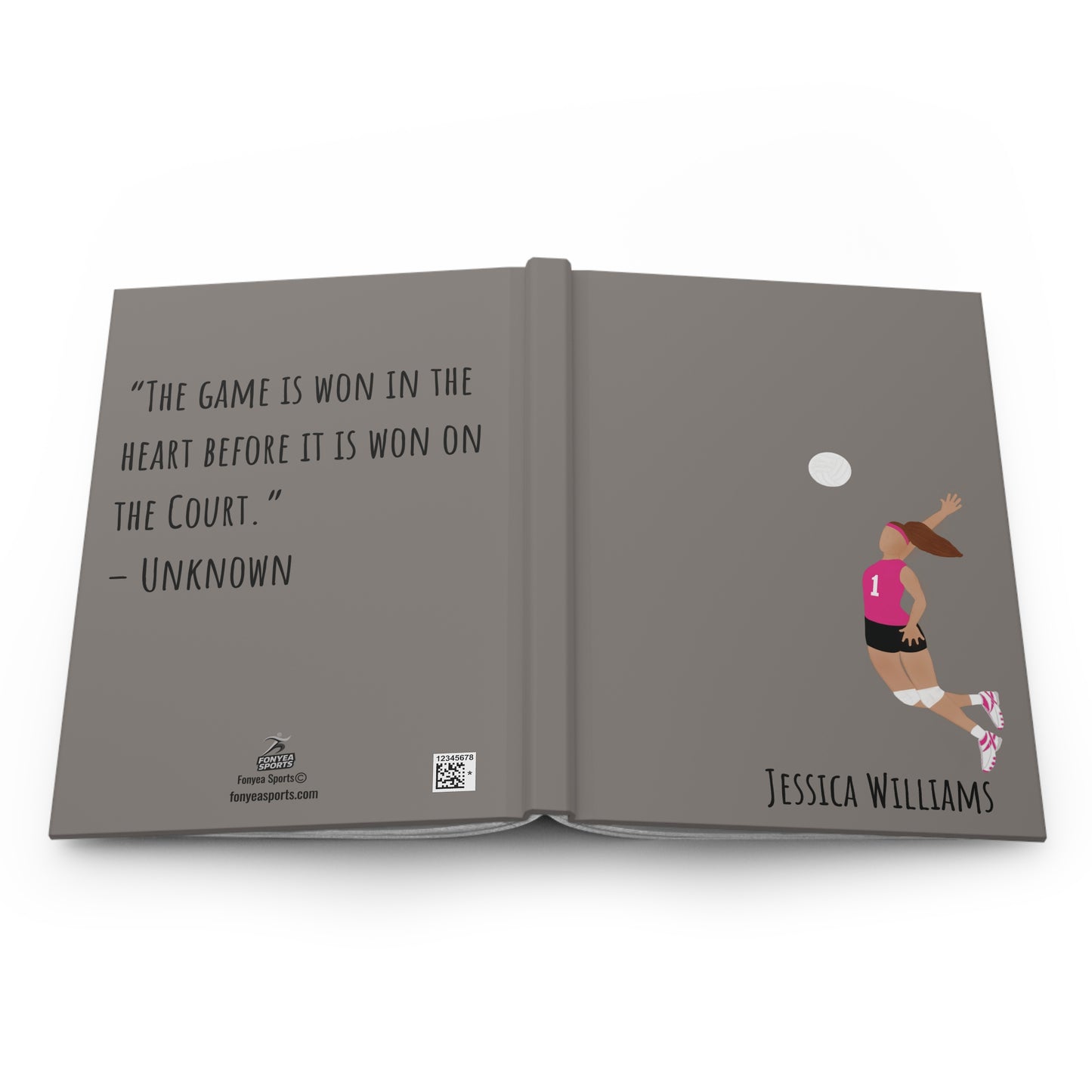 Personalized Volleyball Girl Hardcover Journal, Fonyea Sports