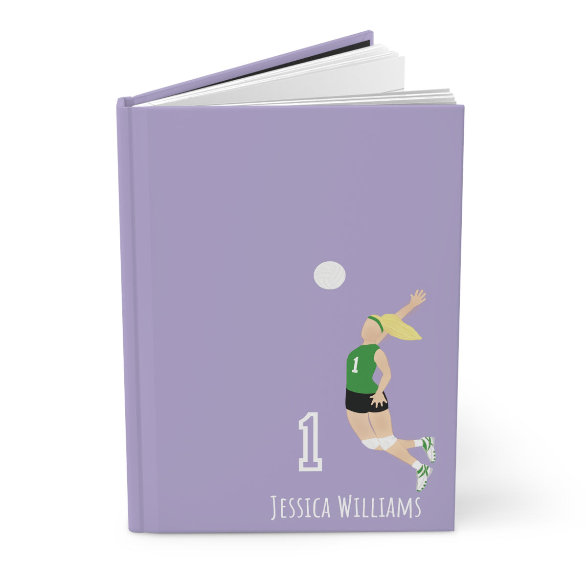 Volleyball Girl Personalized Blank Lined Journal — Hardback Edition