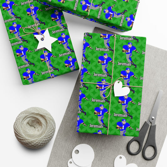 Personalized Football Green Wrapping Paper, Fonyea Sports