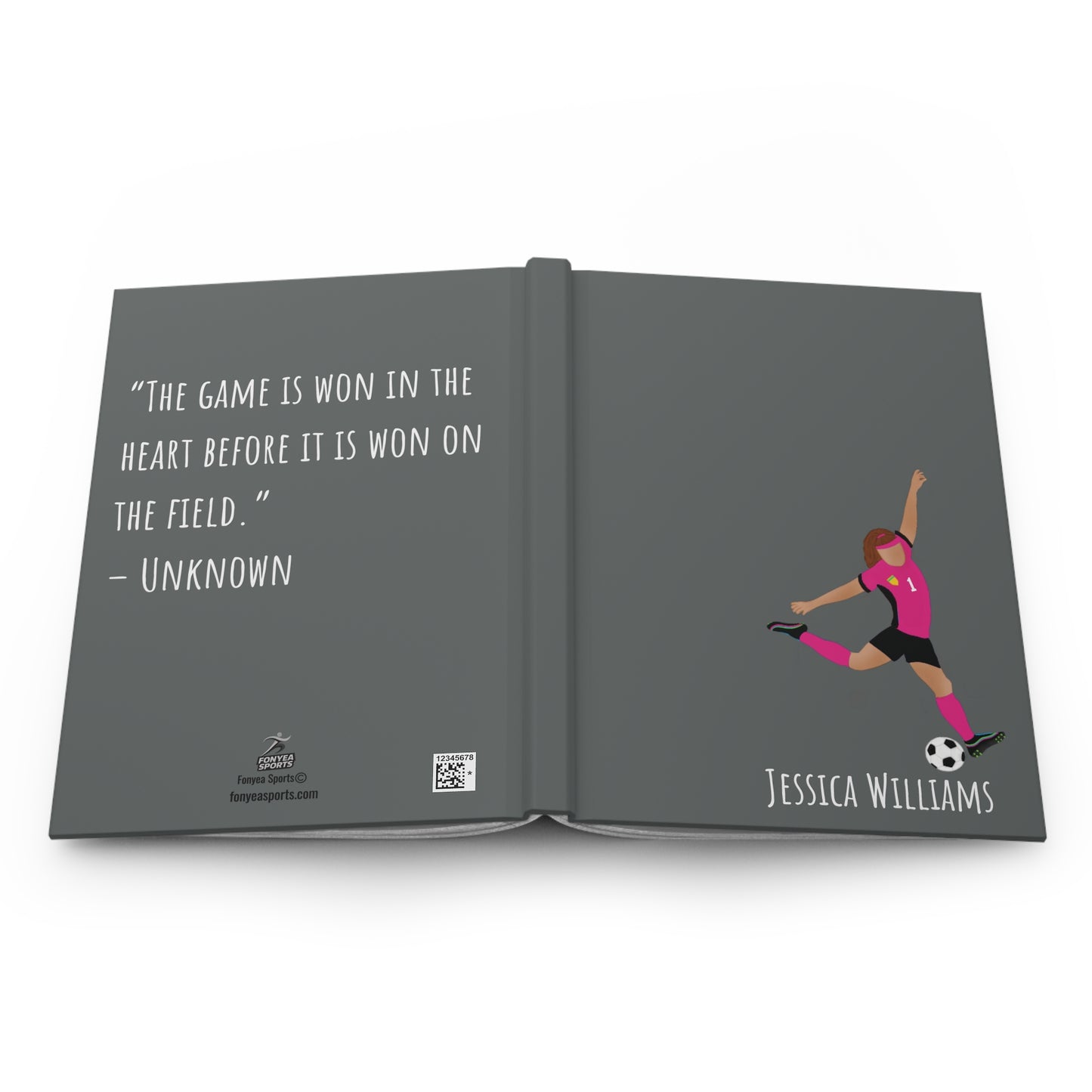 Personalized Soccer Girl Hardcover Journal,, Fonyea Sports
