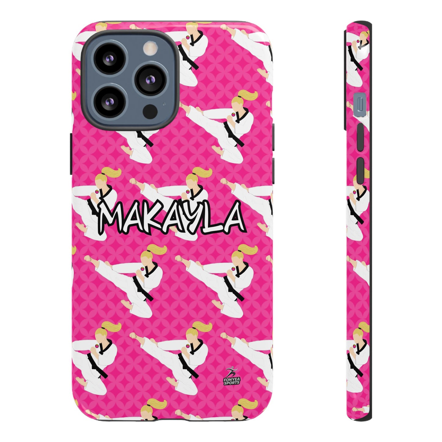 Personalized Martial Arts Taekwondo Karate Girl Tough Phone Case, Fonyea Sports