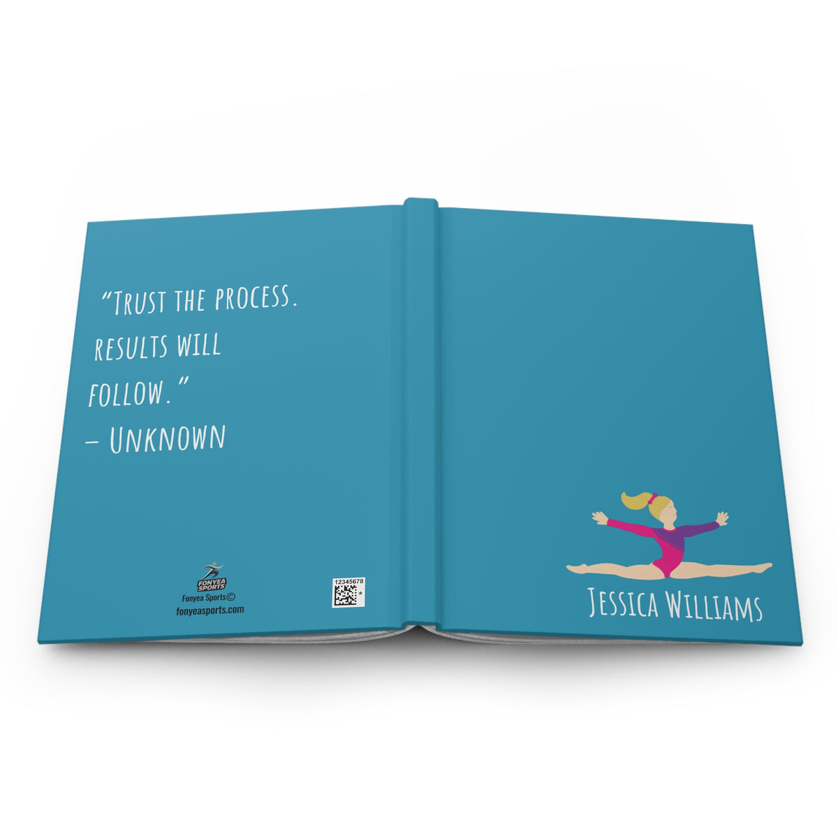 Gymnast Personalized Blank Lined Journal — Hardback Edition Aqua