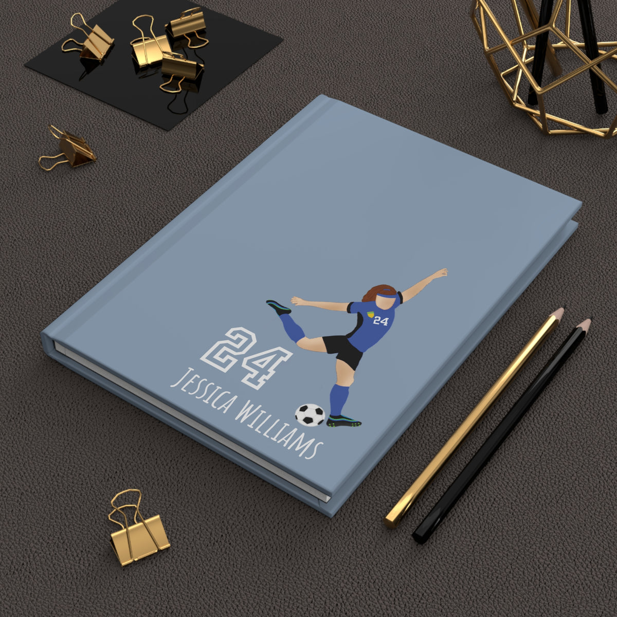 Soccer Girl Personalized Blank Lined Journal — Hardback Edition