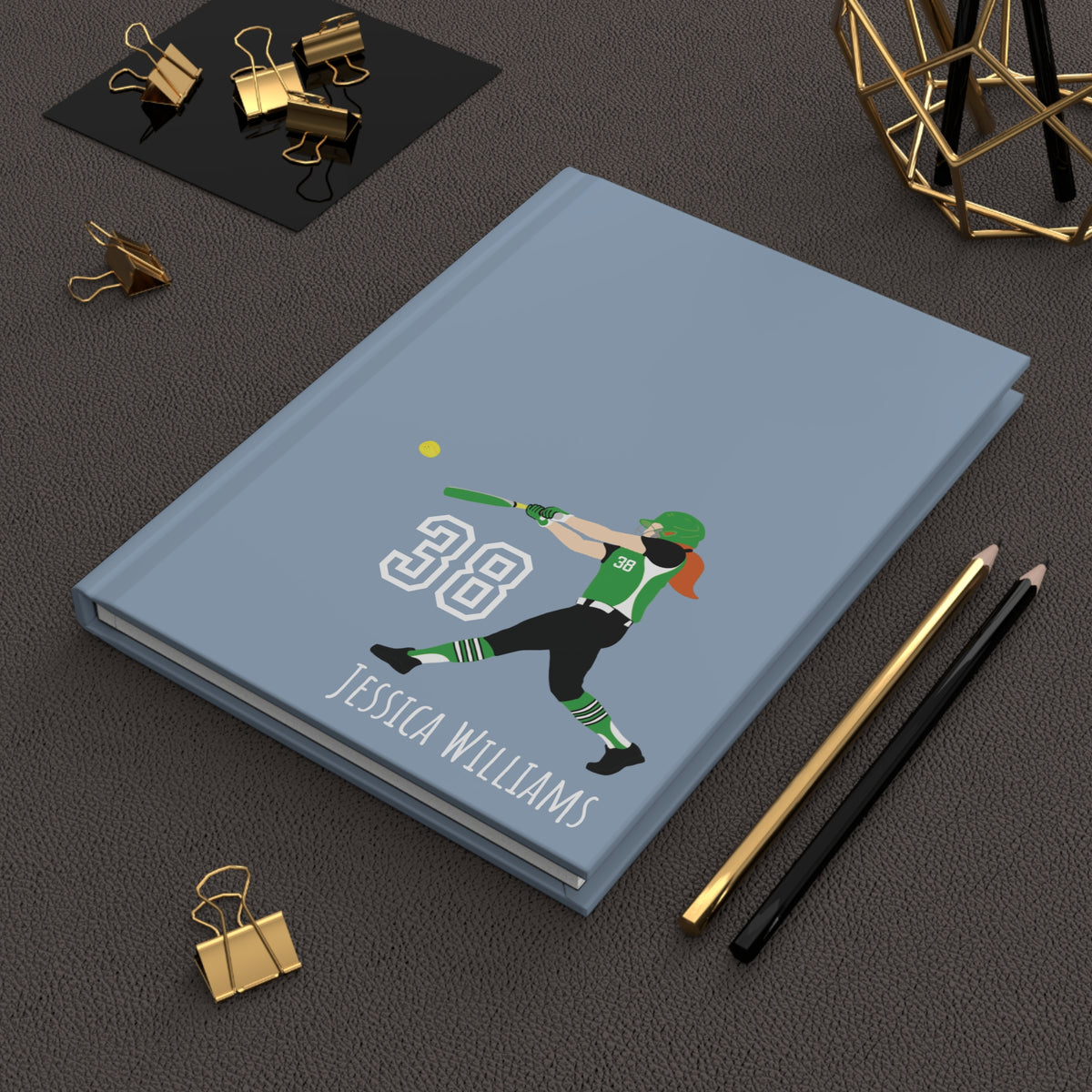 Softball Girl Personalized Blank Lined Journal — Hardback Edition