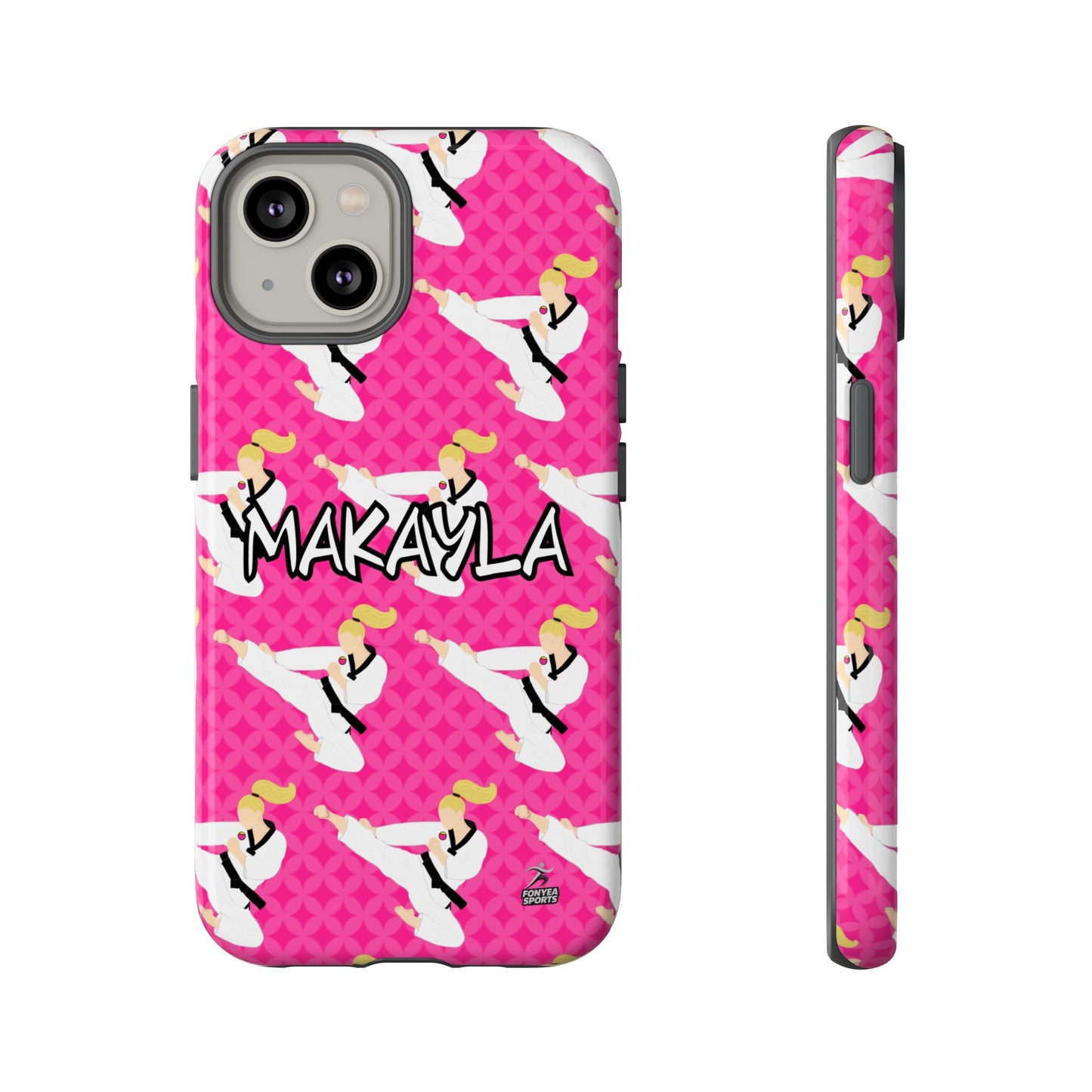 Personalized Martial Arts Taekwondo Karate Girl Tough Phone Case, Fonyea Sports