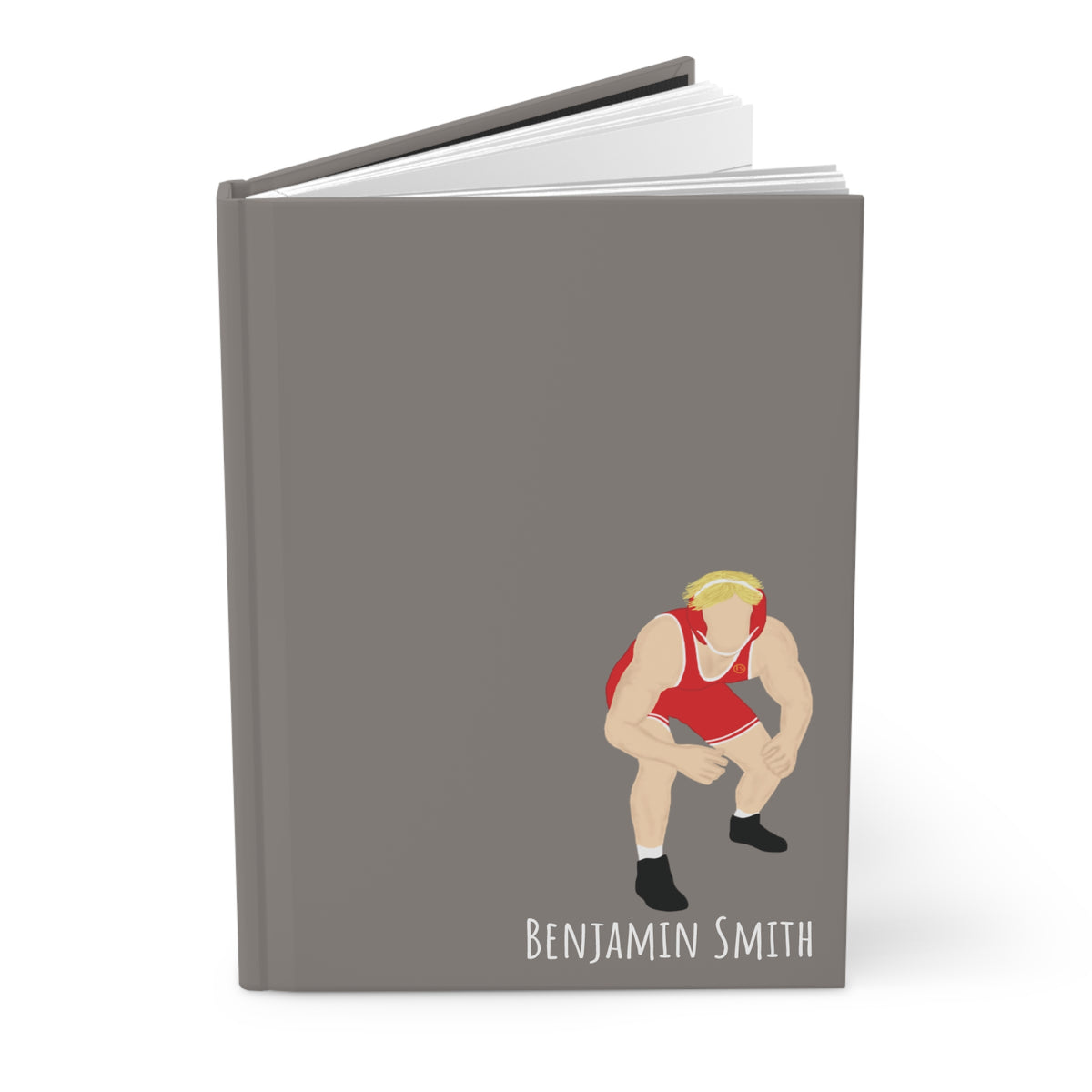 Wrestler Boy Personalized Blank Lined Journal — Hardback Edition