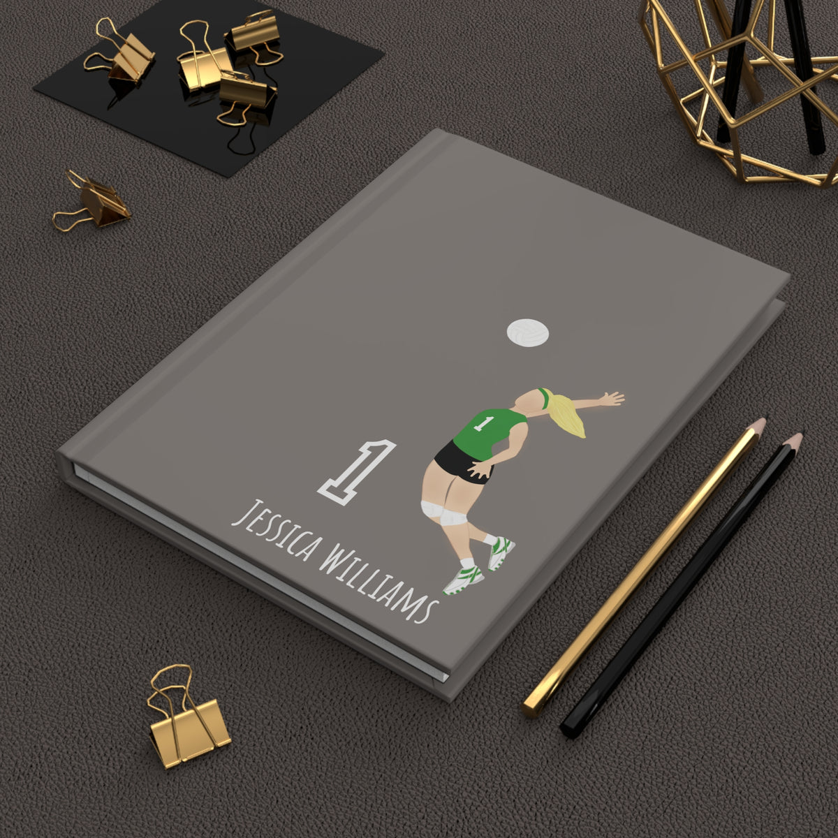 Volleyball Girl Personalized Blank Lined Journal — Hardback Edition
