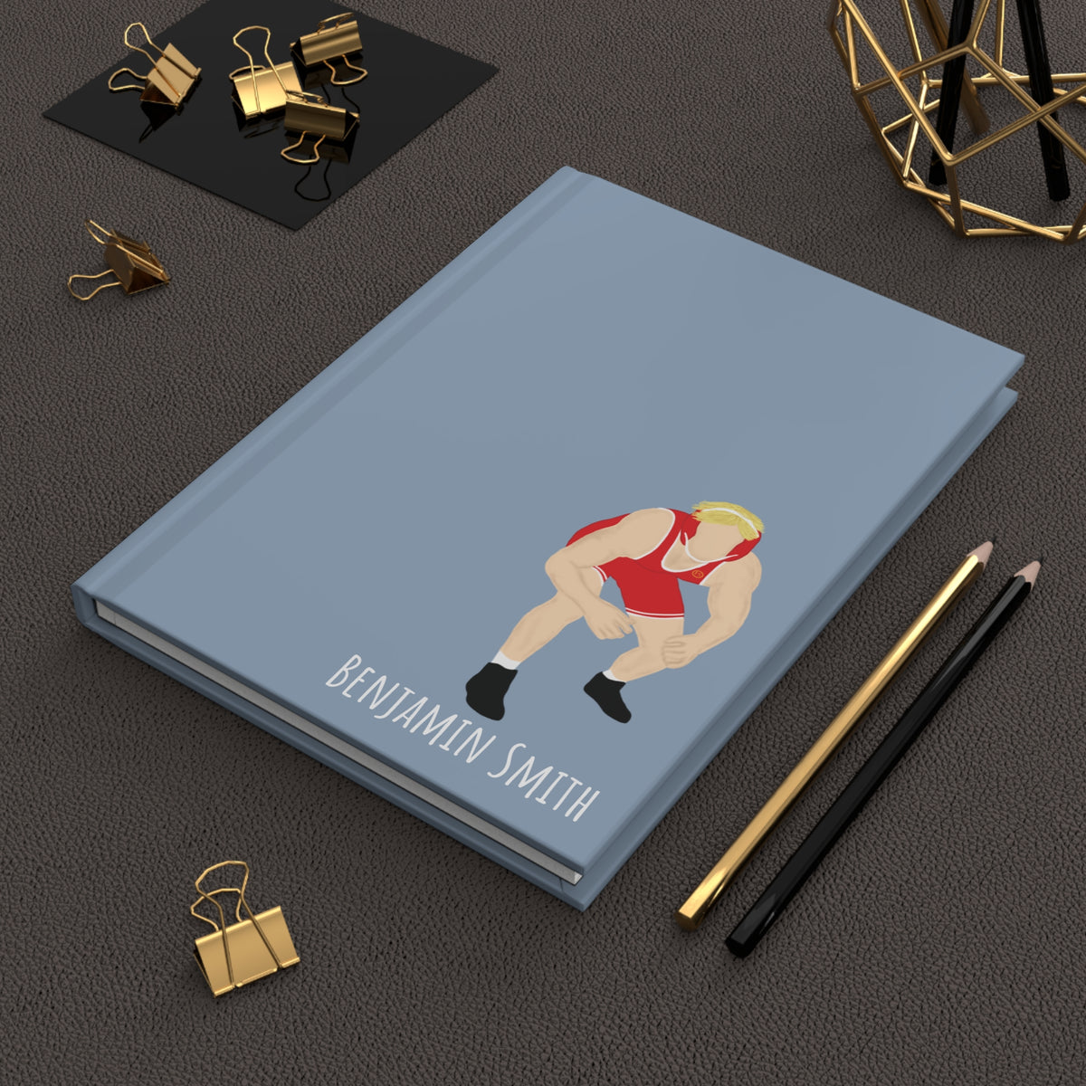 Wrestler Boy Personalized Blank Lined Journal — Hardback Edition