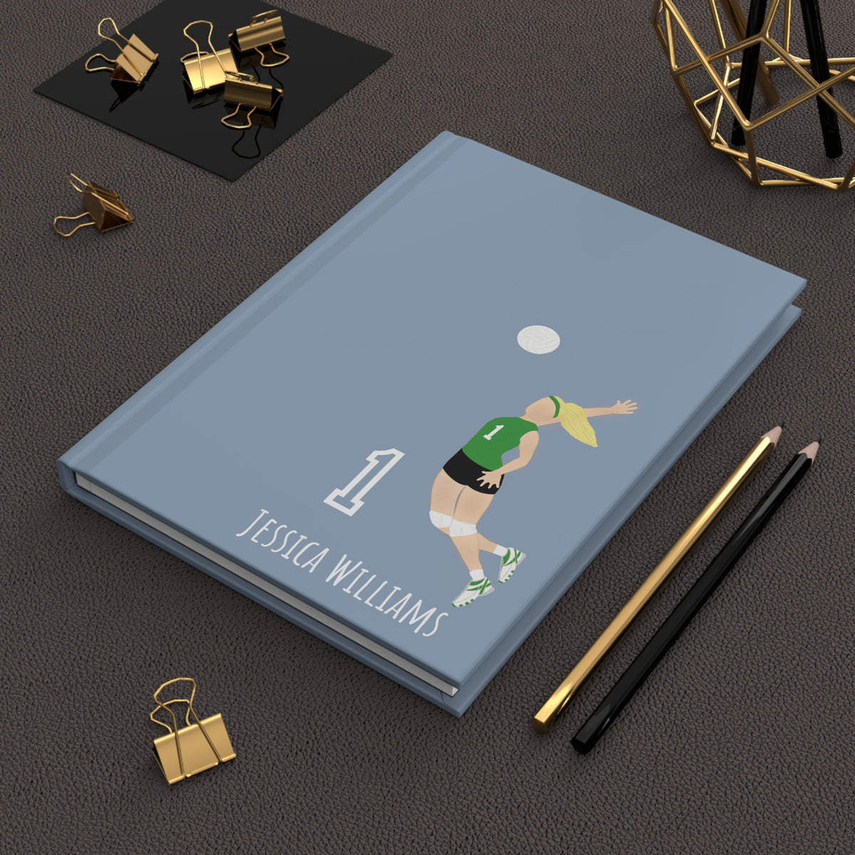 Volleyball Girl Personalized Blank Lined Journal — Hardback Edition