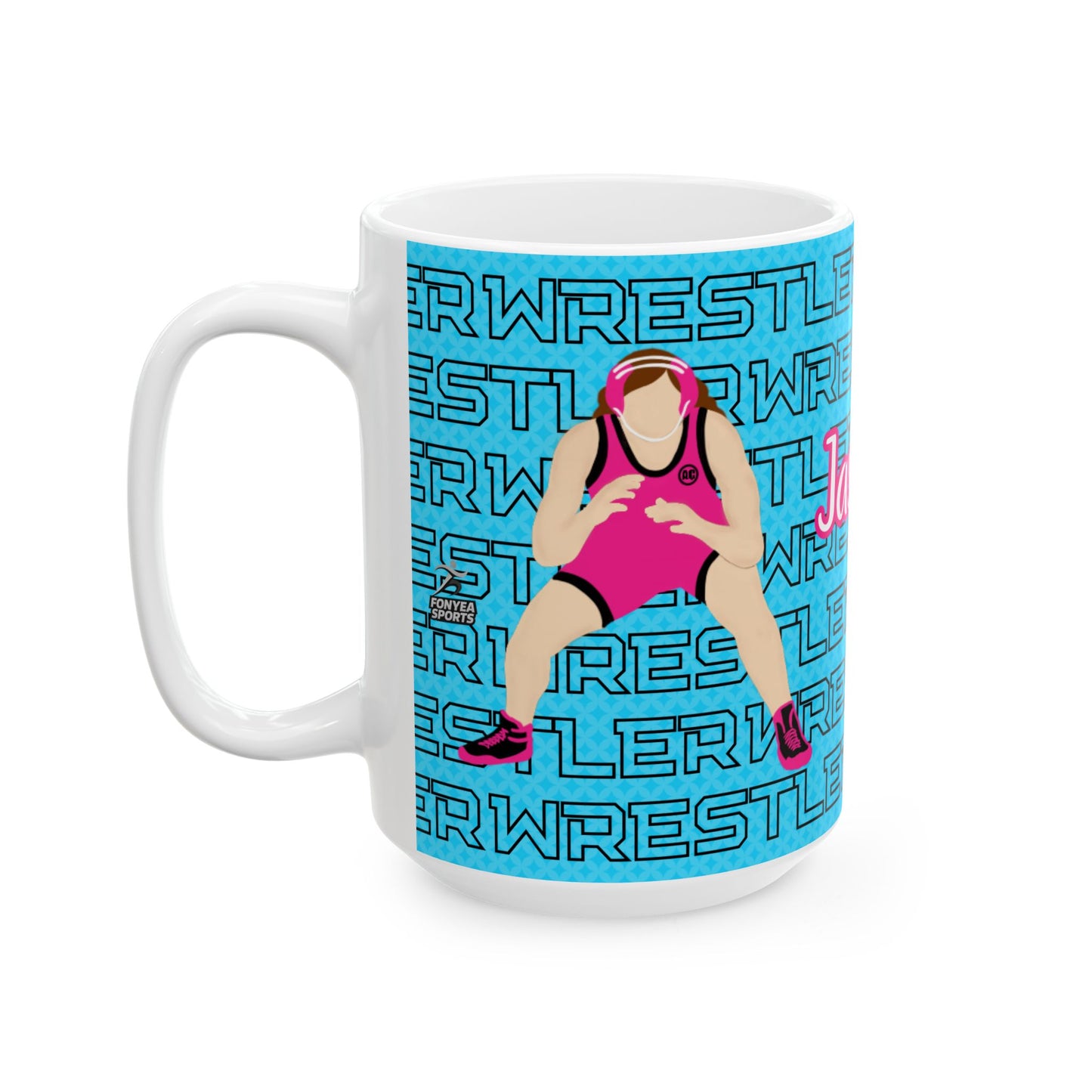 Girl Wrestler Coach Gift Ceramic Mug — Personalized 11oz/15oz Fonyea Sports