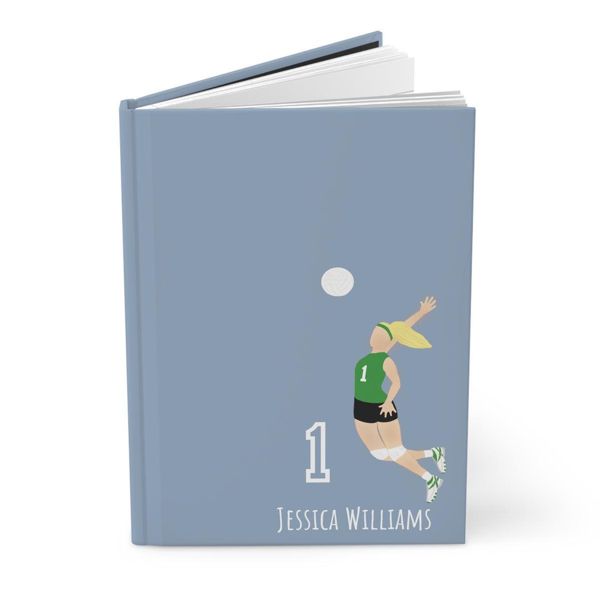 Volleyball Girl Personalized Blank Lined Journal — Hardback Edition