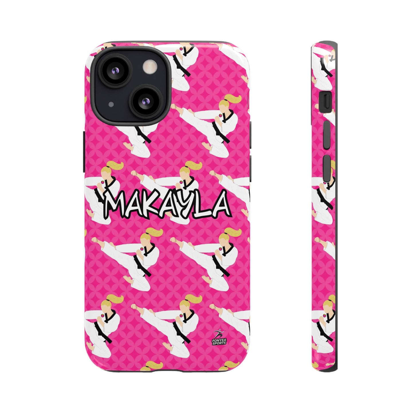 Personalized Martial Arts Taekwondo Karate Girl Tough Phone Case, Fonyea Sports