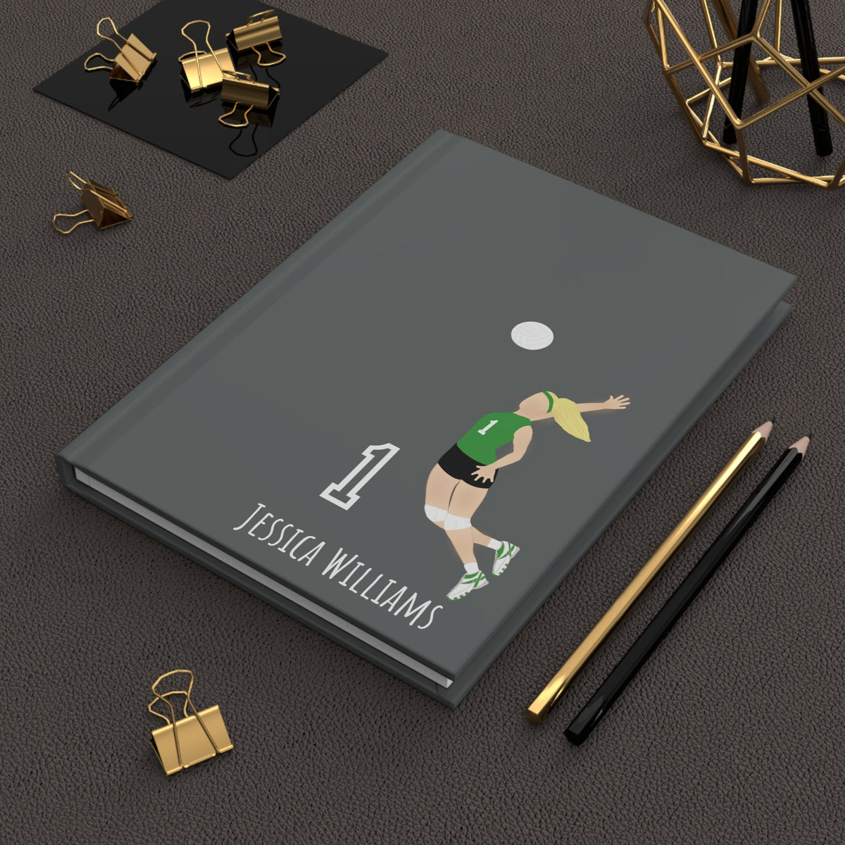 Volleyball Girl Personalized Blank Lined Journal — Hardback Edition