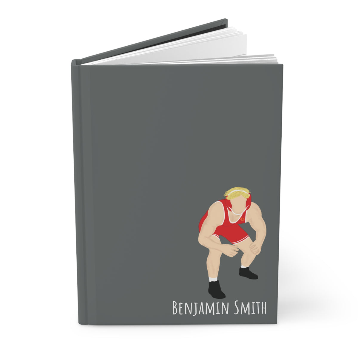 Wrestler Boy Personalized Blank Lined Journal — Hardback Edition