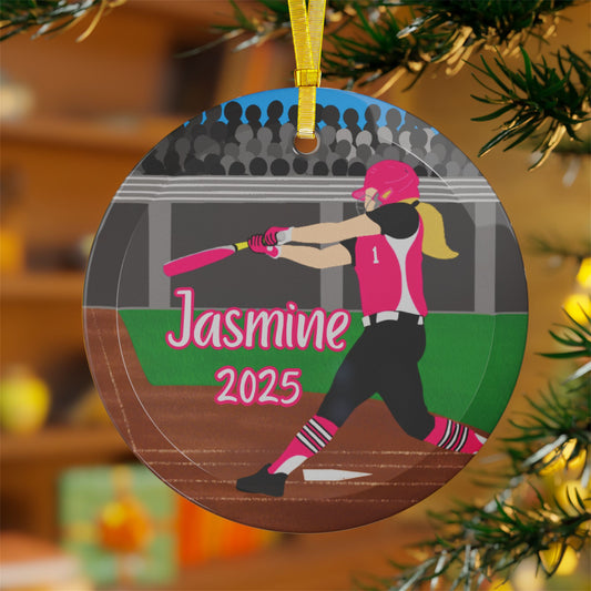Personalized Softball Girl, Fast Pitch, Glass Ornament, Fonyea Sports