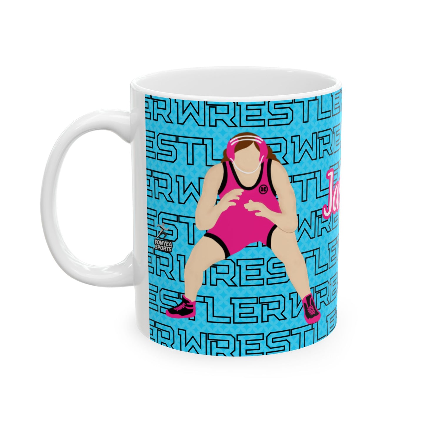 Girl Wrestler Coach Gift Ceramic Mug — Personalized 11oz/15oz Fonyea Sports