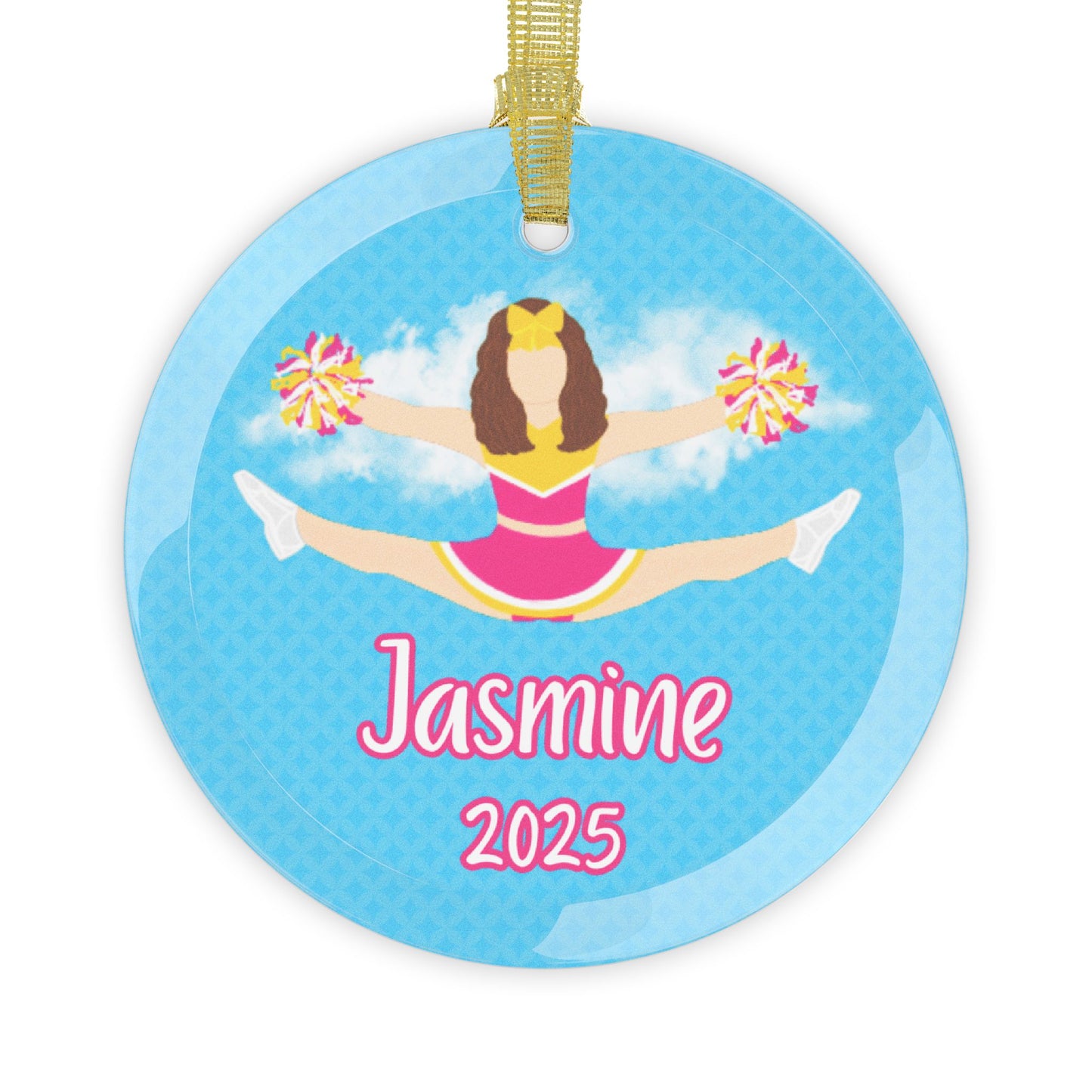 Personalized Cheerleader Glass Ornament, Fonyea Sports