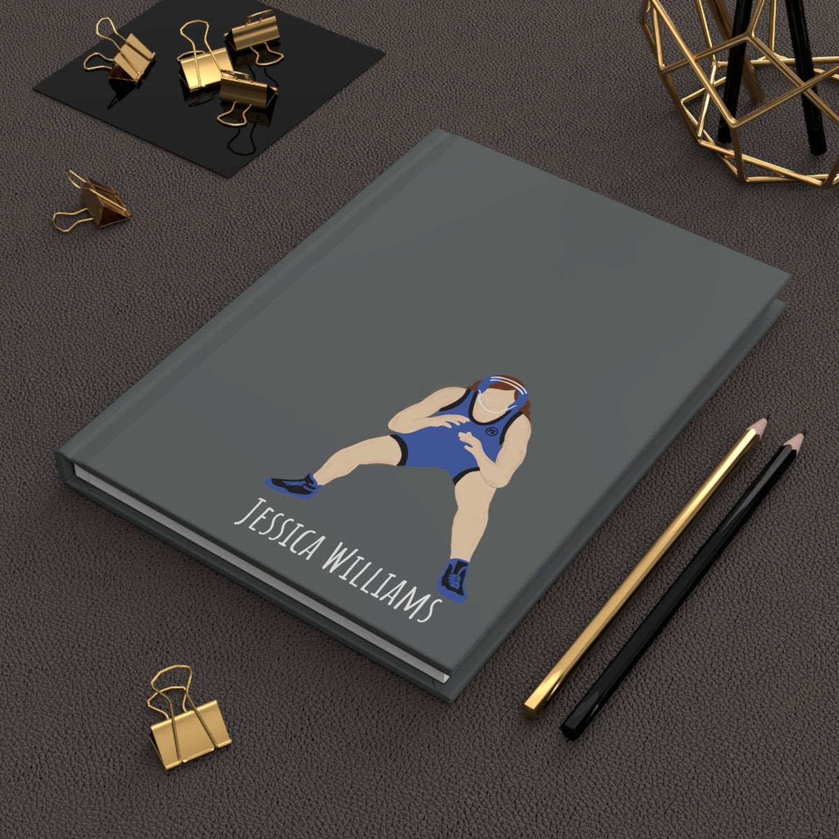Wrestler Girl Personalized Blank Lined Journal — Hardback Edition