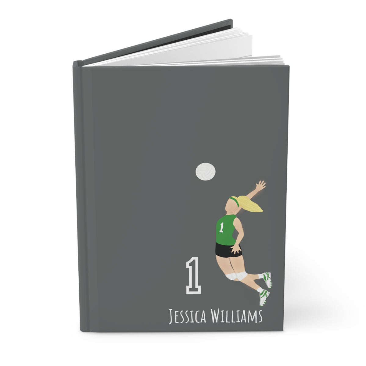 Volleyball Girl Personalized Blank Lined Journal — Hardback Edition