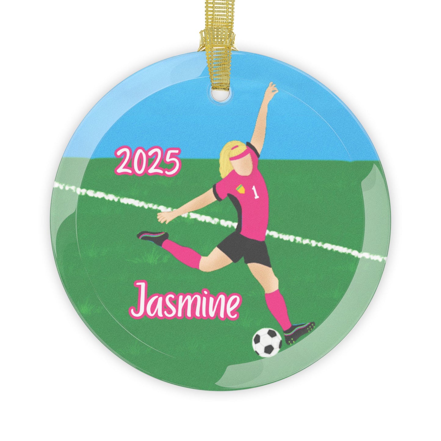 Personalized Soccer Girl, Football Glass Ornament, Fonyea Sports
