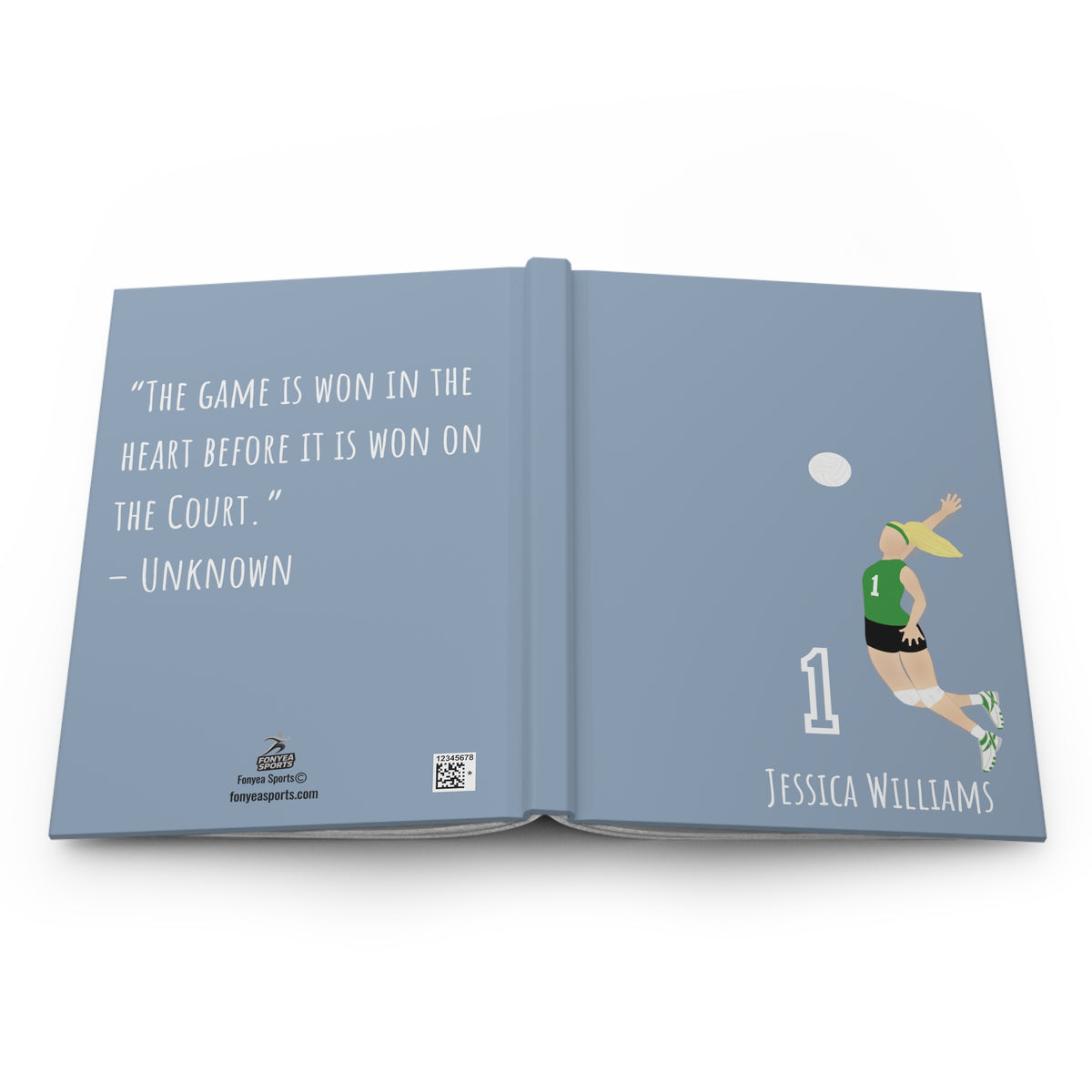 Volleyball Girl Personalized Blank Lined Journal — Hardback Edition