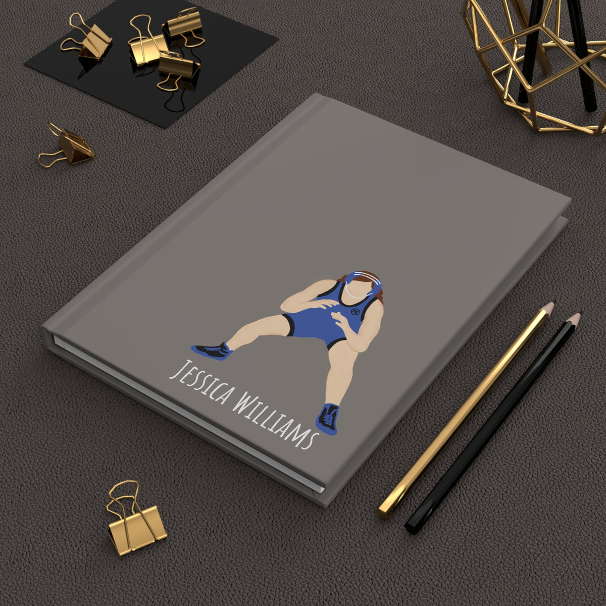Wrestler Girl Personalized Blank Lined Journal — Hardback Edition