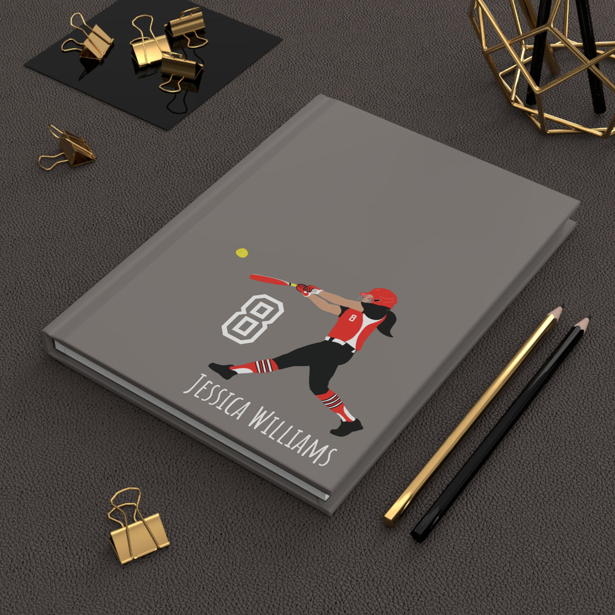 Softball Girl Personalized Blank Lined Journal — Hardback Edition