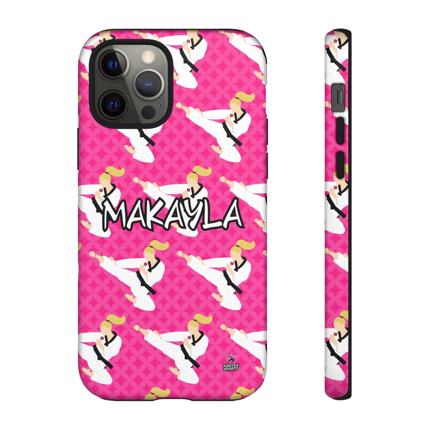 Personalized Martial Arts Taekwondo Karate Girl Tough Phone Case, Fonyea Sports