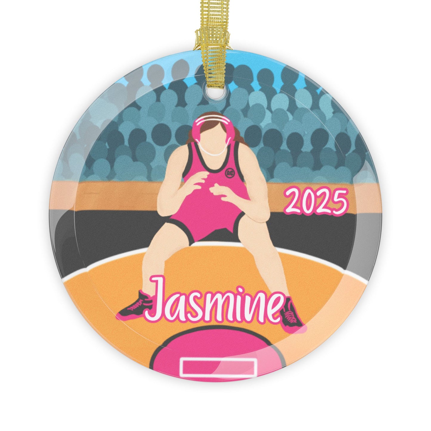 Personalized Wrestler Girl Glass Ornament School Wrestling, Fonyea Sports
