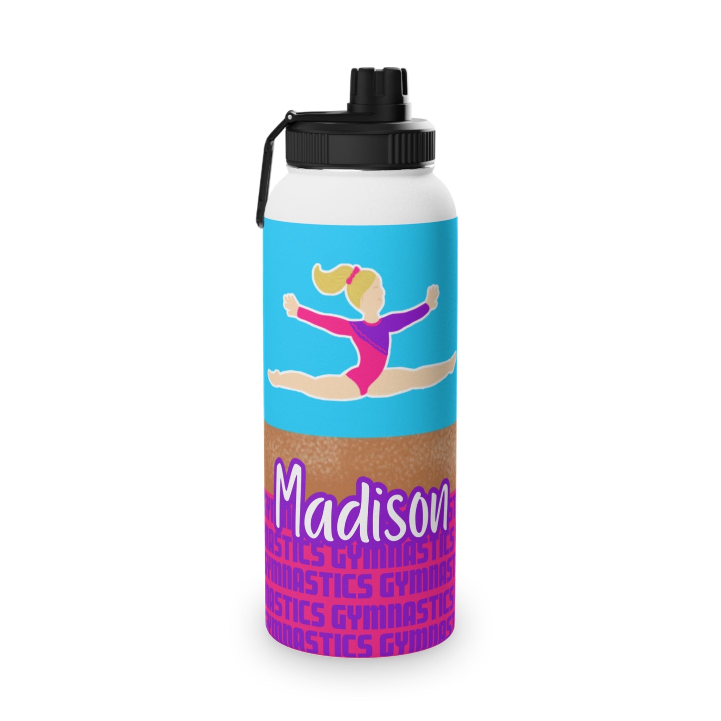 Fonyea Sports Water Bottle Gymnast Blue Personalized