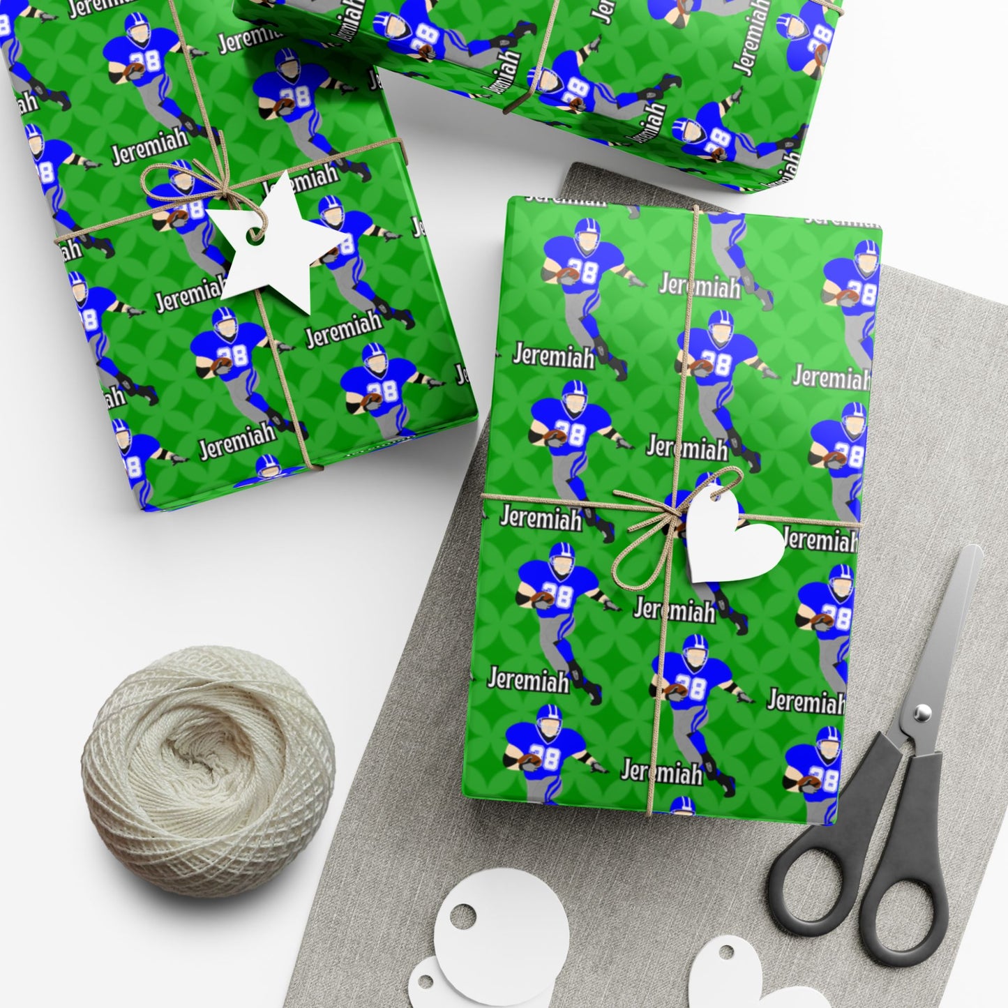 Personalized Football Green Wrapping Paper, Fonyea Sports