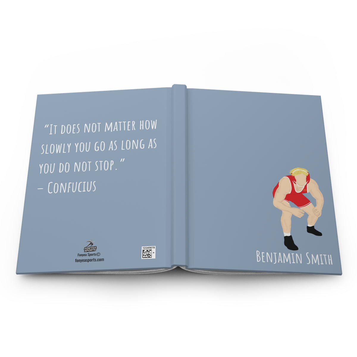 Wrestler Boy Personalized Blank Lined Journal — Hardback Edition