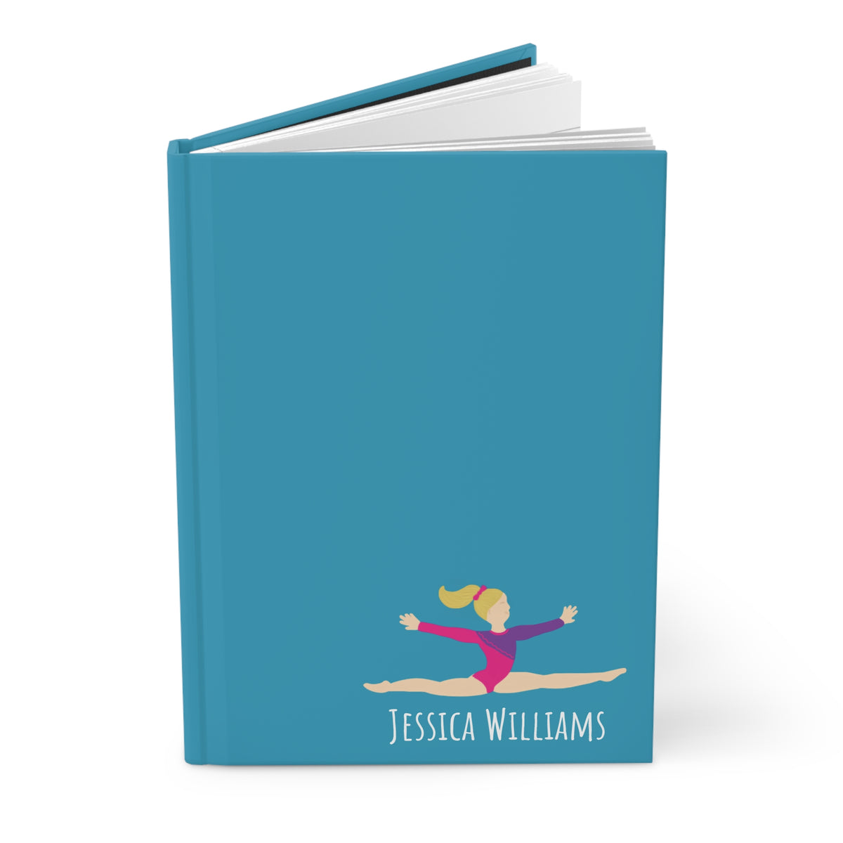 Gymnast Personalized Blank Lined Journal — Hardback Edition Aqua