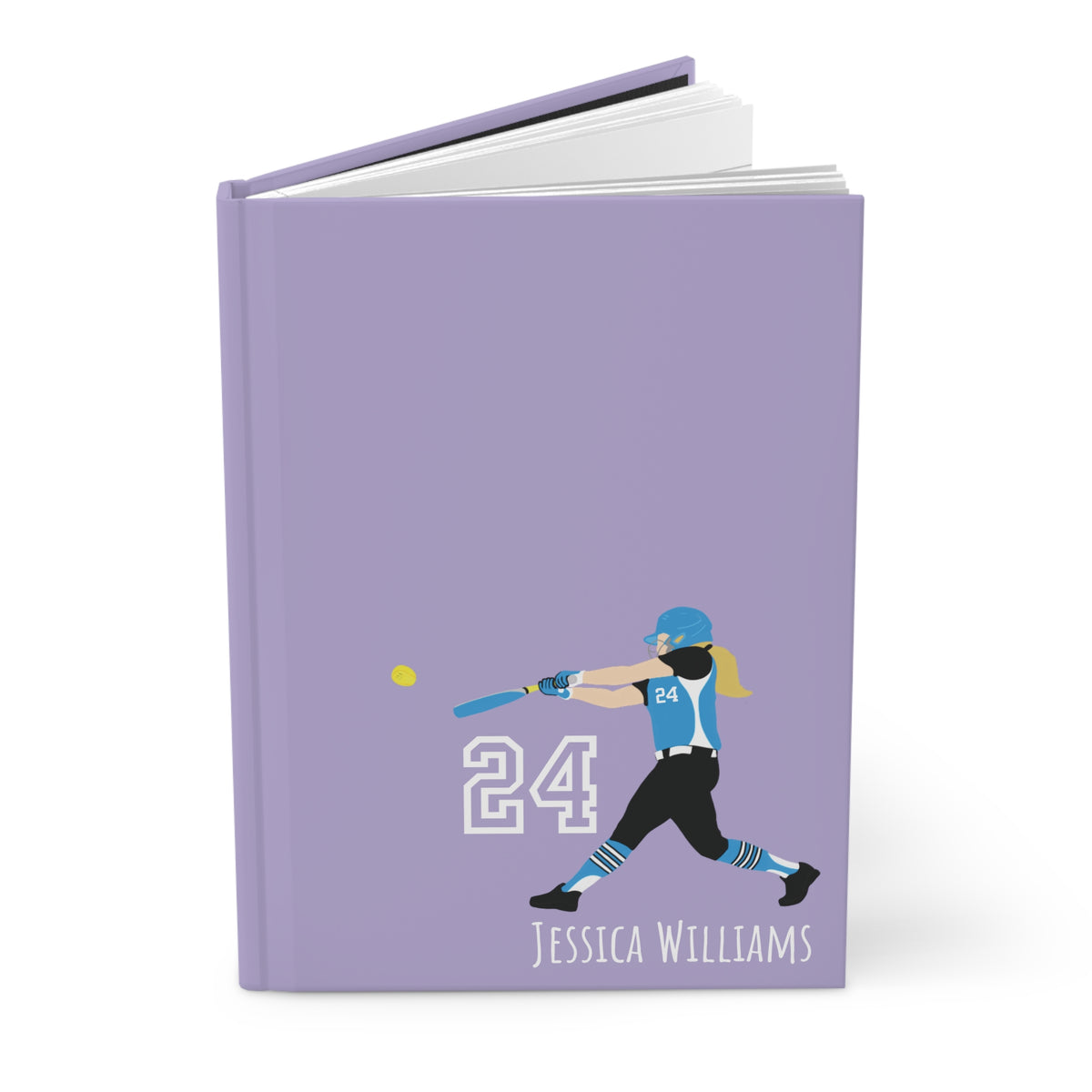 Softball Girl Personalized Blank Lined Journal — Hardback Edition