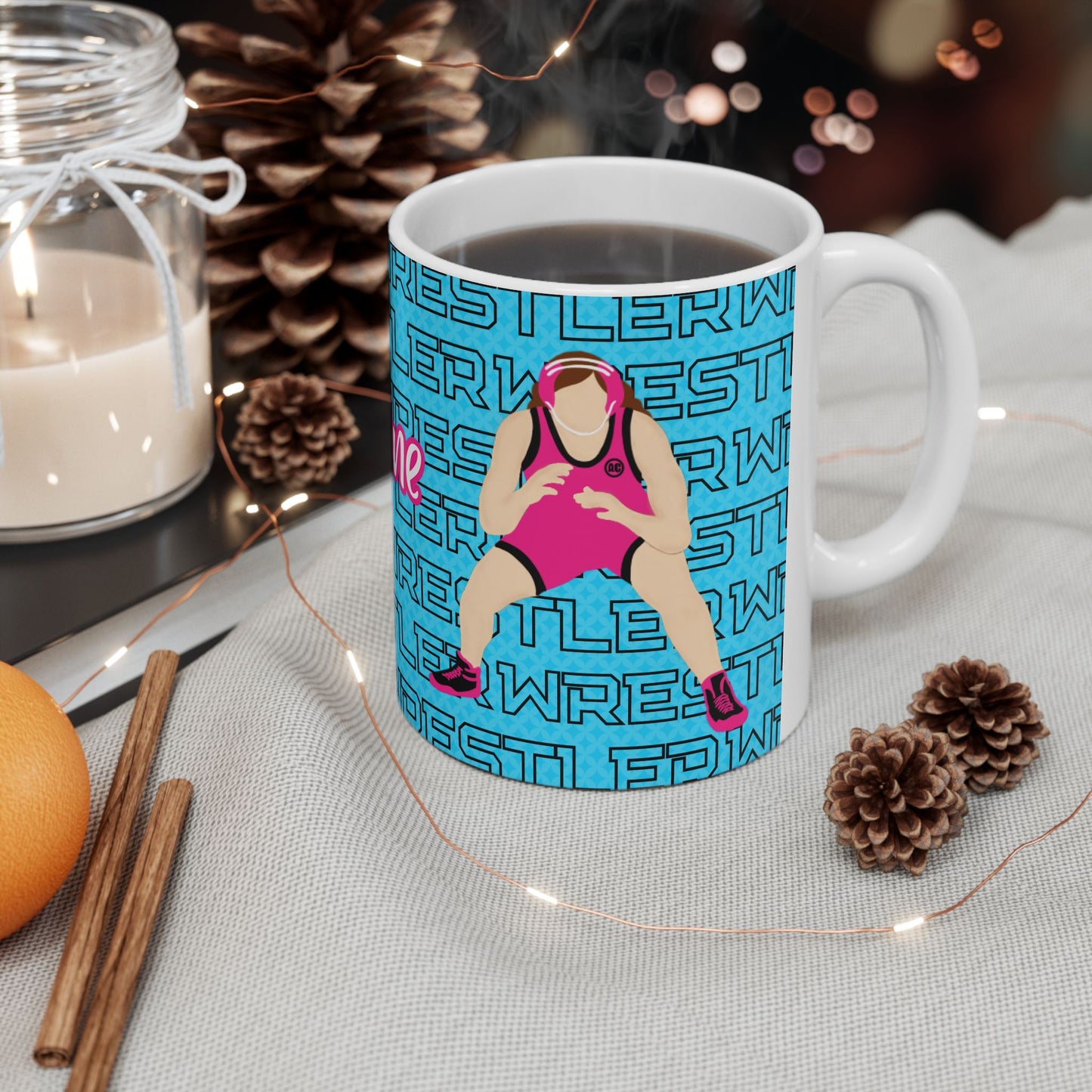 Girl Wrestler Coach Gift Ceramic Mug — Personalized 11oz/15oz Fonyea Sports