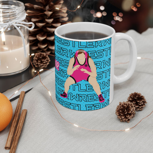 Girl Wrestler Coach Gift Ceramic Mug — Personalized 11oz/15oz Fonyea Sports