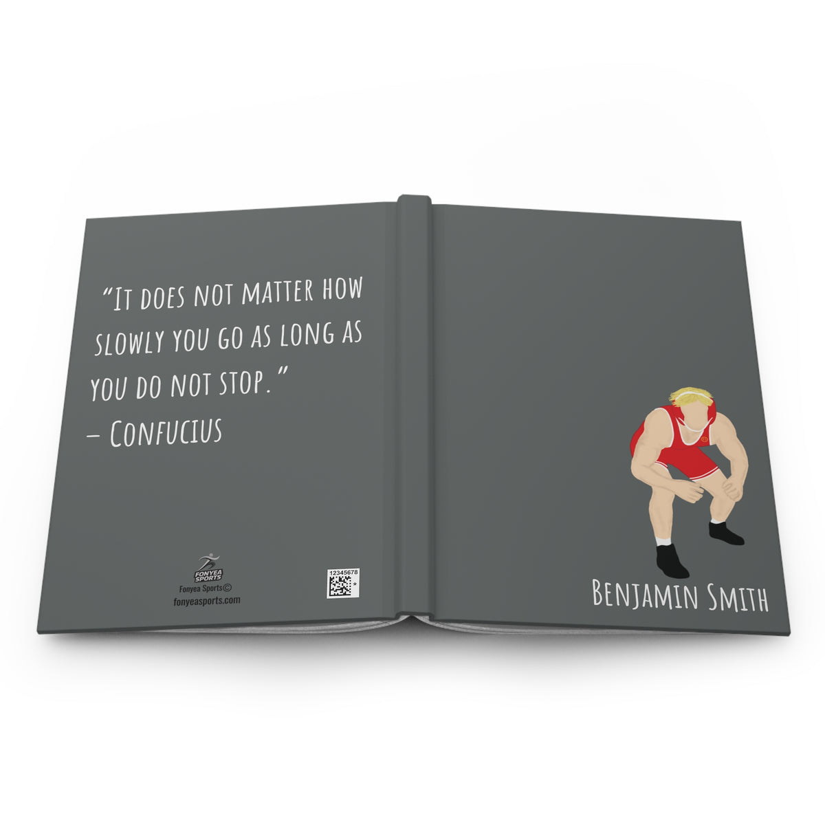 Wrestler Boy Personalized Blank Lined Journal — Hardback Edition