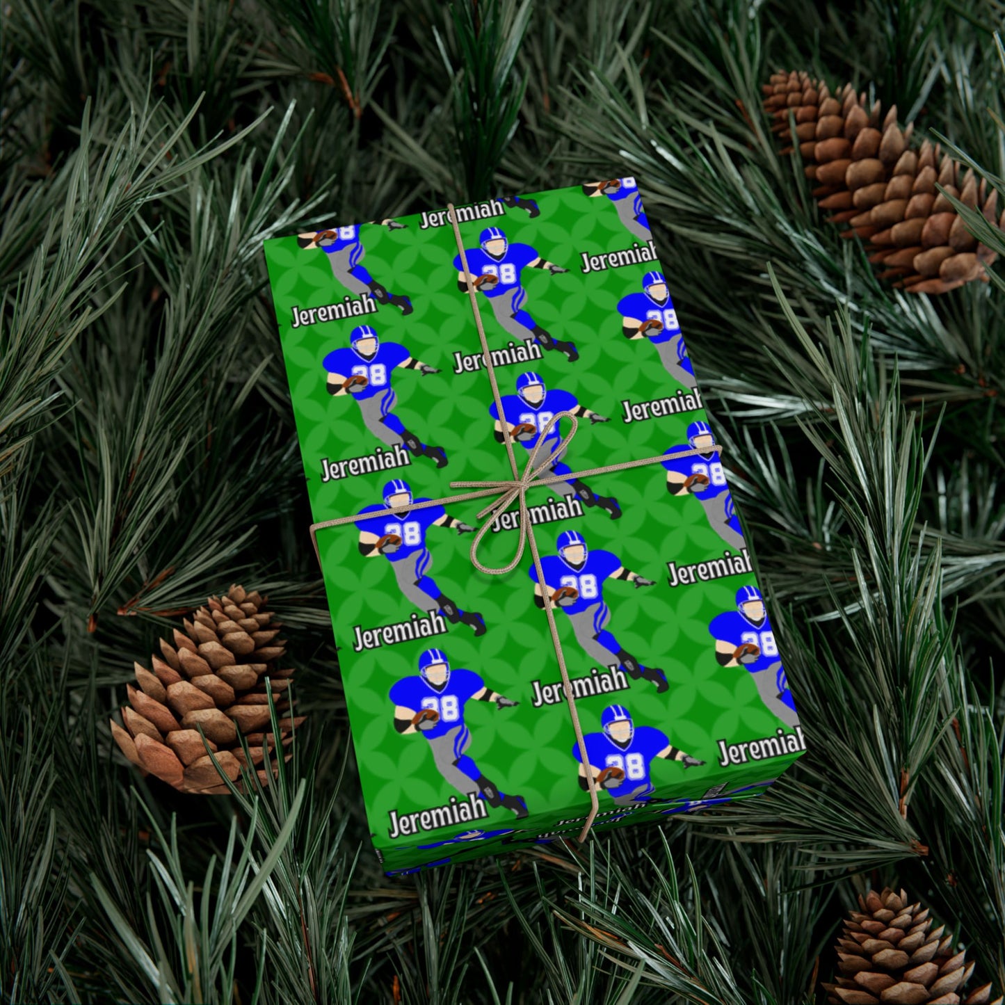 Personalized Football Green Wrapping Paper, Fonyea Sports