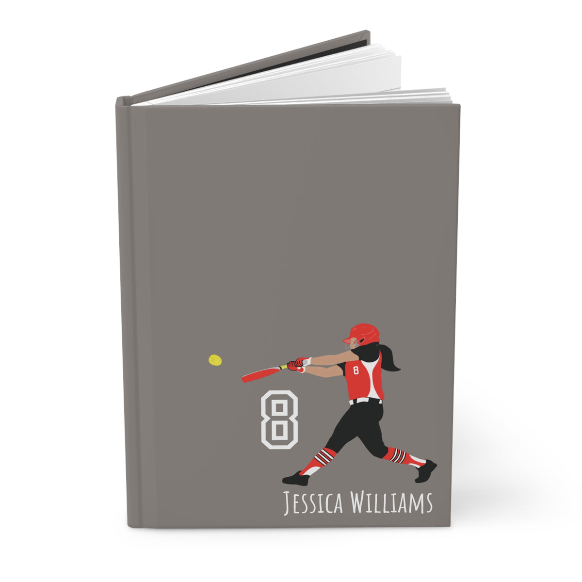 Softball Girl Personalized Blank Lined Journal — Hardback Edition