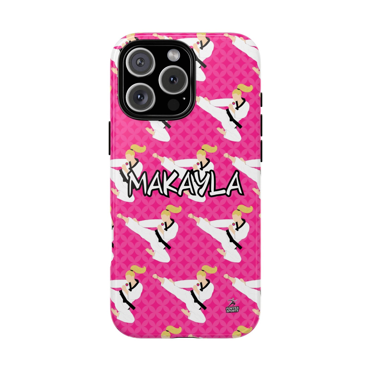 Personalized Martial Arts Taekwondo Karate Girl Tough Phone Case, Fonyea Sports